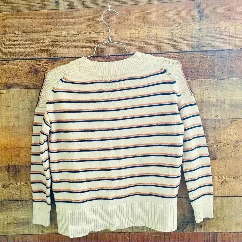 Madewell Brownstone Side-Button Sweater in Stripe